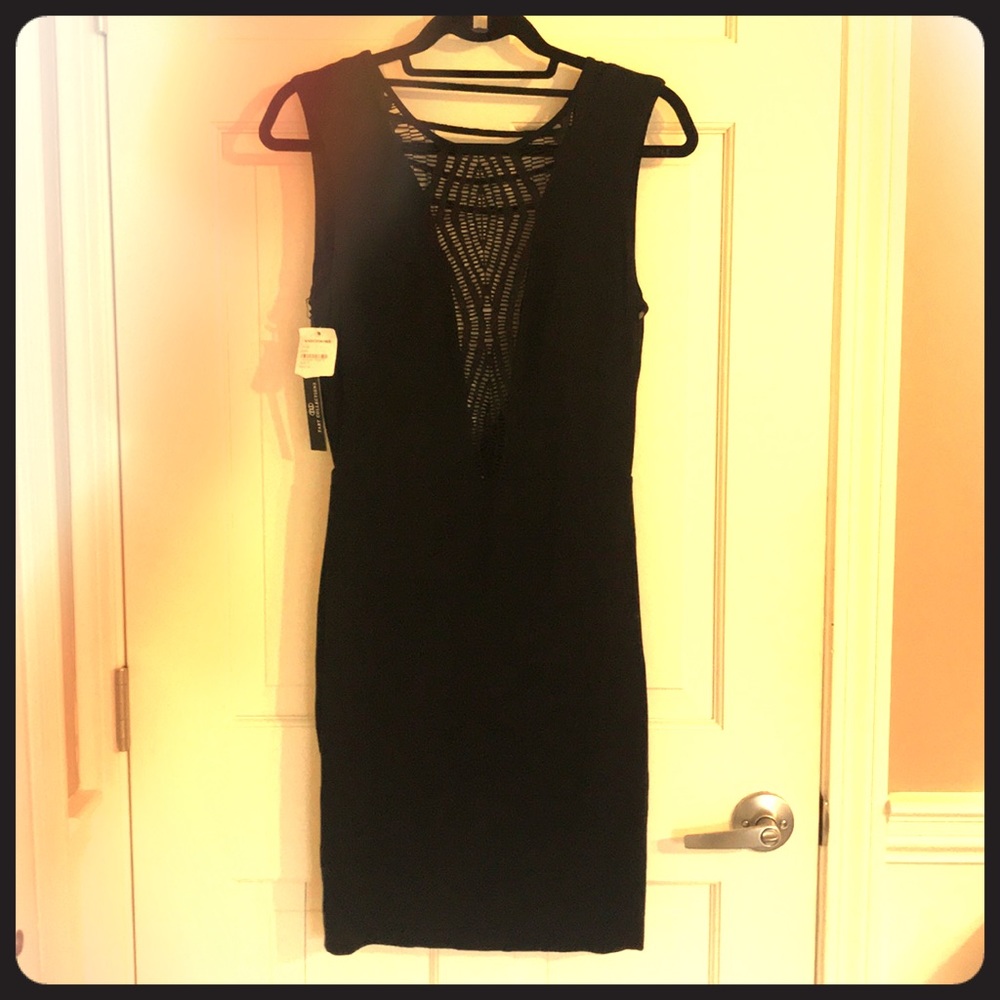 Black midi dress with patterned front open back